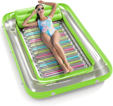 Inflatable Tanning Pool Lounger Float - Jasonwell 4 in 1 Sun Tan Tub Sunbathing Pool Lounge Raft Floatie Toys Water Filled Tanning Bed Mat Pad for Adult Blow Up Kiddie Pool Kids Ball Pit Pool (KR-L) - Jasonwell